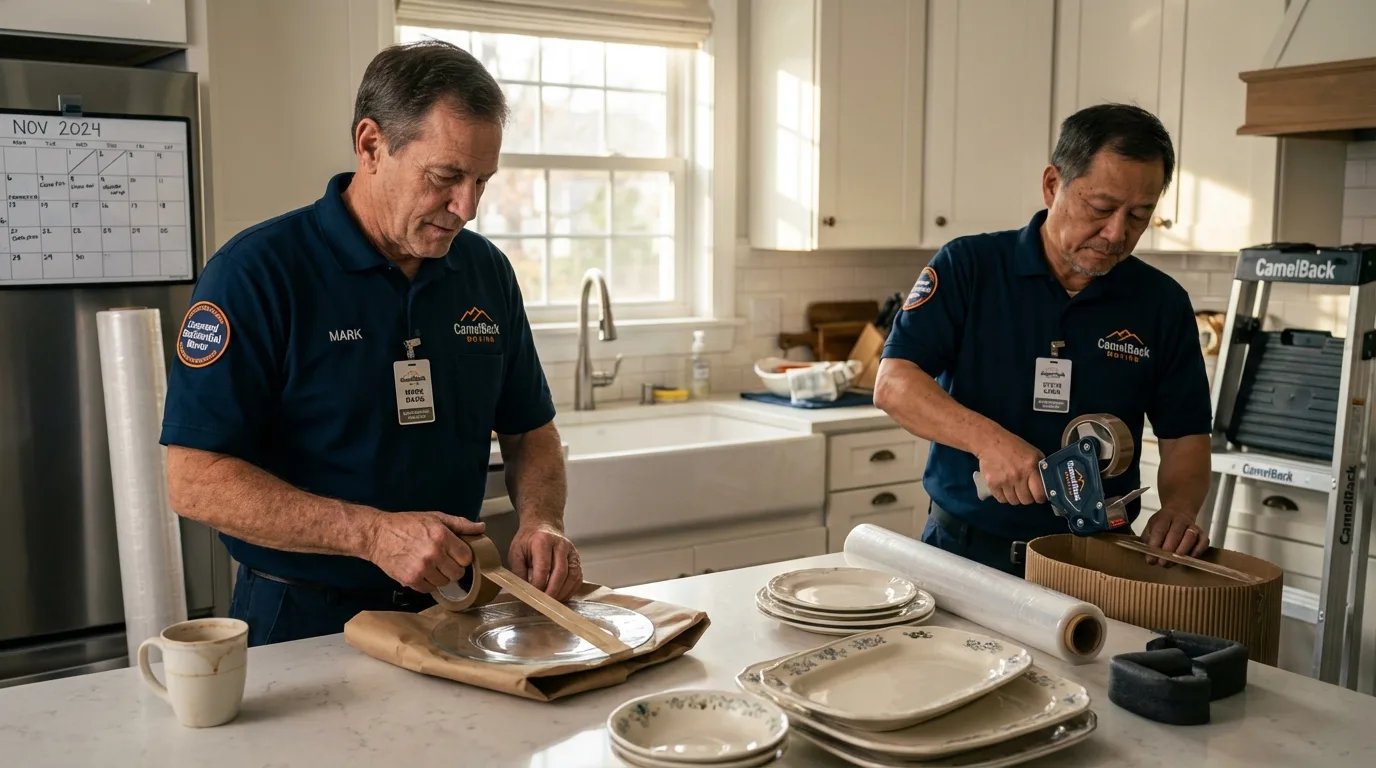 Professional crew packing kitchen dishware in Georgetown, GA